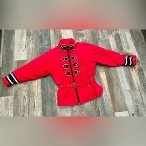 Fila Snowtime 1980’s Womens Red Ski Jacket Coat Size 14 Military Velvet vintage